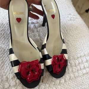 Moschino Striped Black and White Heels  Vintage Japanese 90's sz 37